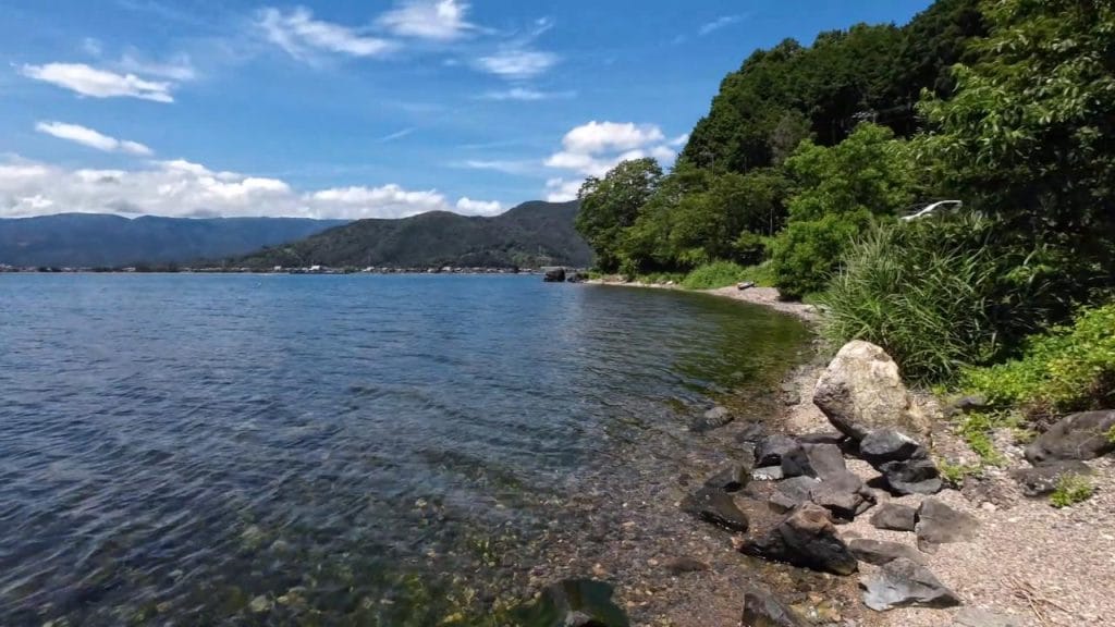 琵琶湖の海津大崎義経浜のバス釣りポイントで北の沖30-50ｍの南