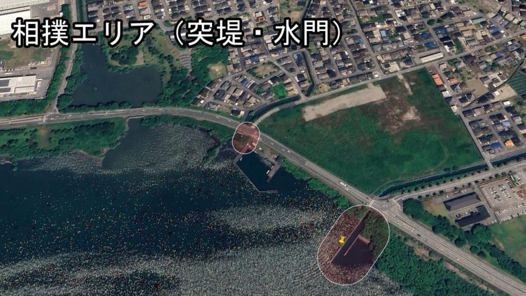 琵琶湖の相撲エリアのバス釣りのポイント