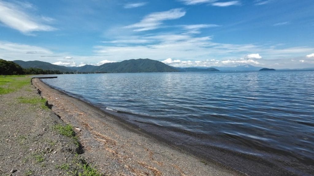 琵琶湖の中庄浜突堤のバス釣りポイントの沖30-50ｍラインの北側