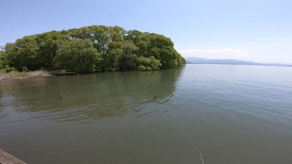 琵琶湖の相撲エリアの突堤周辺のバス釣りポイントの南側