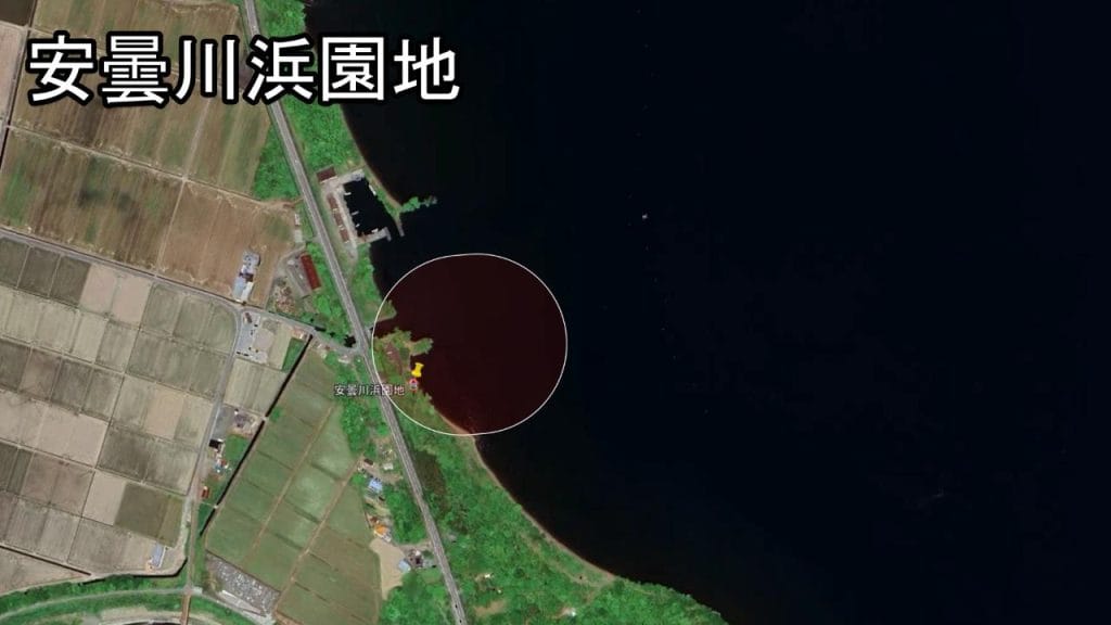今回の調査ポイント（Googleから引用）安曇川浜園地