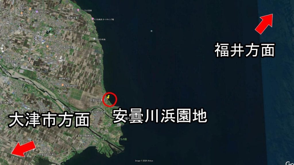 安曇川浜園地のおおよその地図