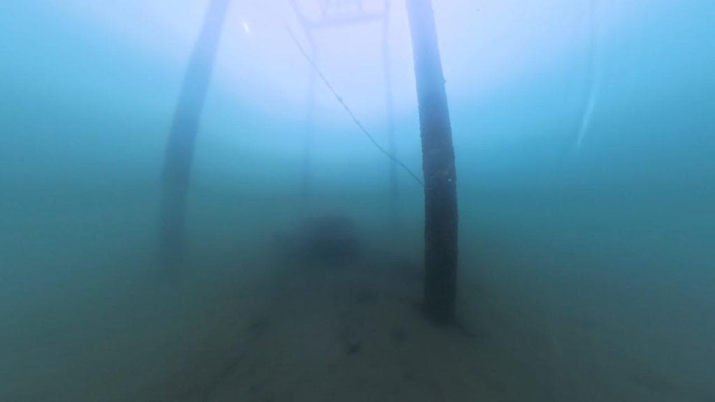 安曇川園地公園のポイント③の水中映像-取水塔