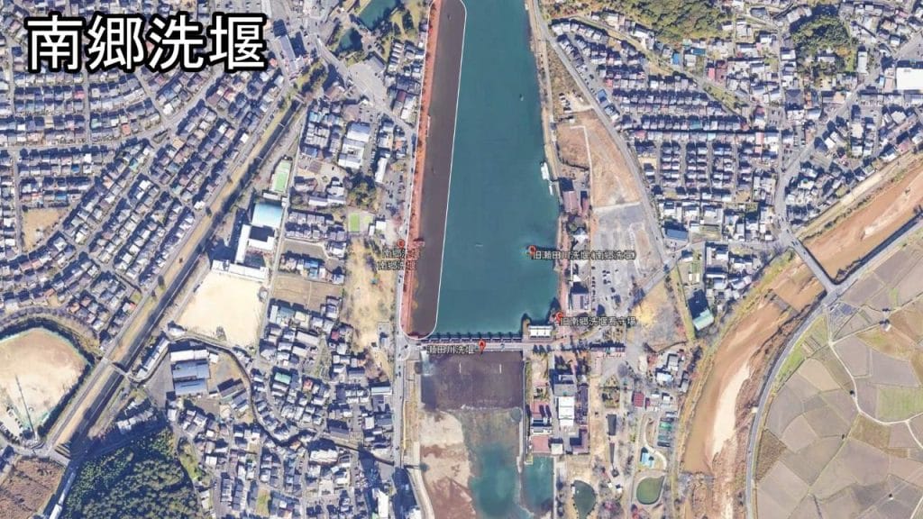 南郷洗堰の空撮