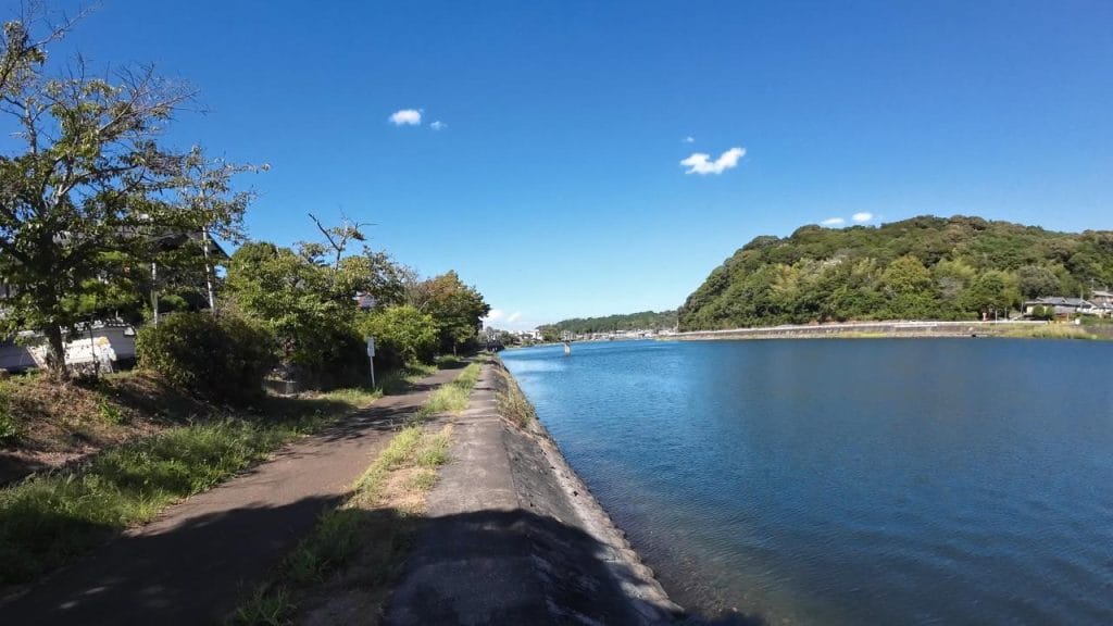 南郷洗堰のバス釣りポイント①の南の北側を撮影