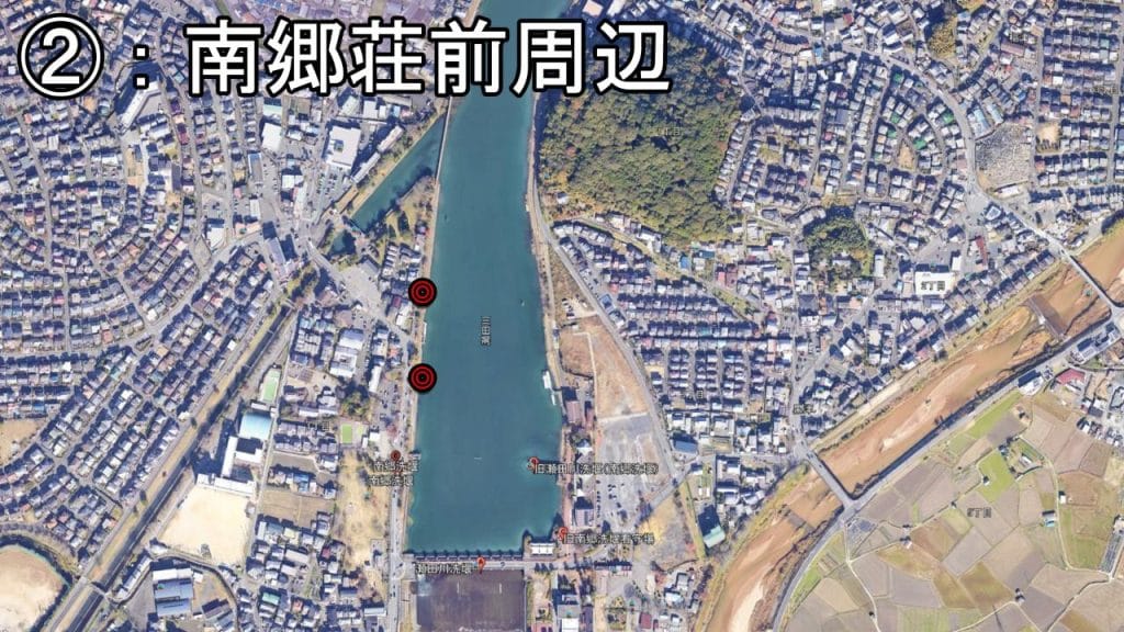 南郷洗堰のバス釣りポイント②