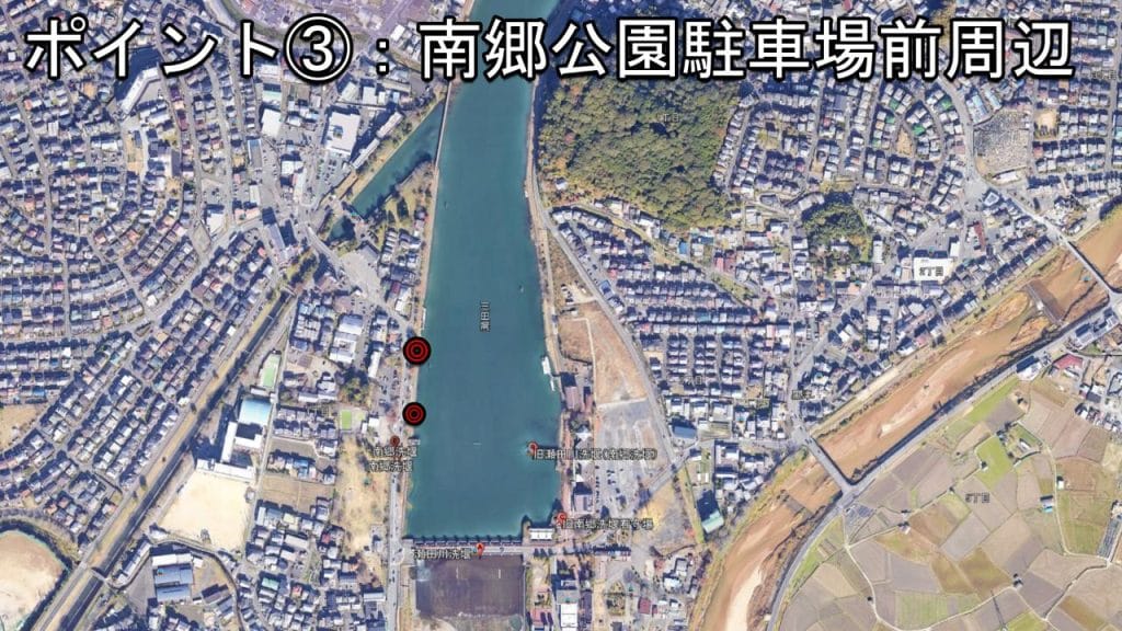 南郷洗堰のバス釣りポイント③